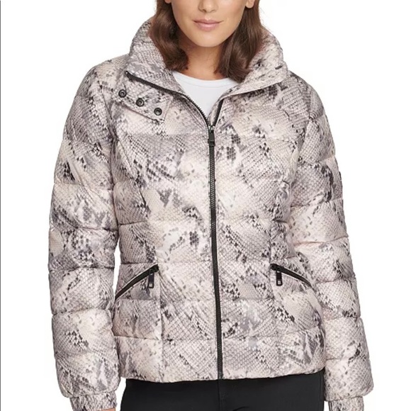 Calvin Klein Snake Embossed Hooded Women’s Puffer Jacket Size Large NWT